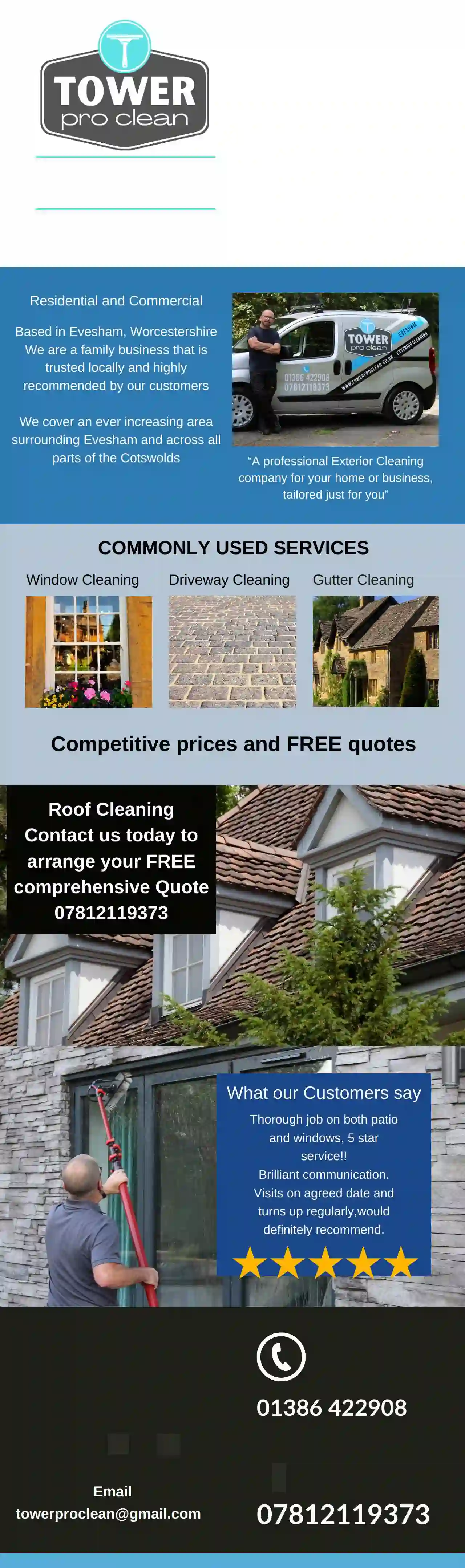 Tower Pro Clean (Jamie) Eveshams local and affordable window cleaning/gutter soffit and fascia cleaning service