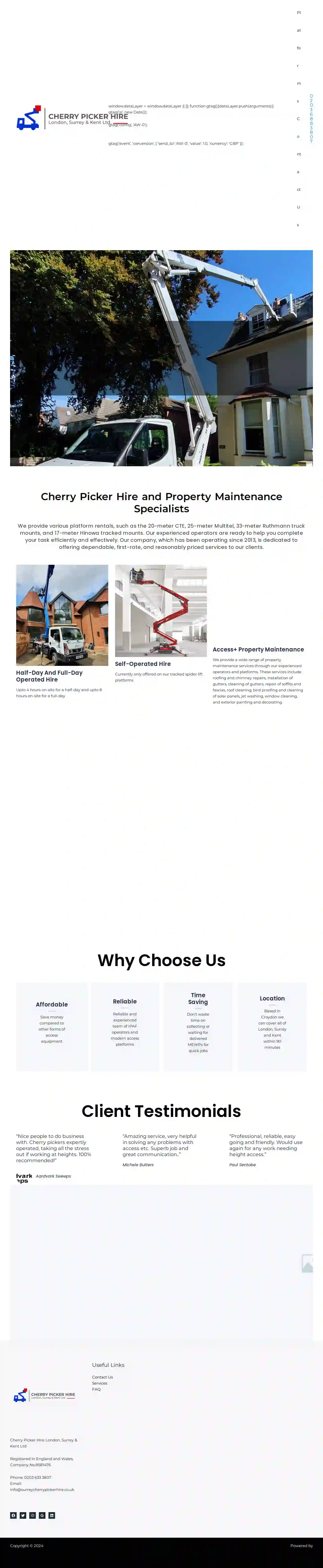 Cherry Picker Hire London Surrey & Kent