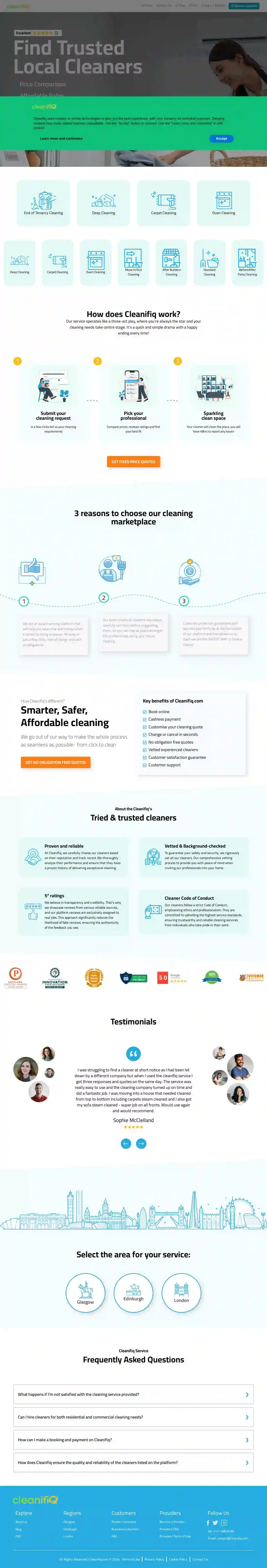 Cleanifiq.com Secure booking Platform for Local Cleaners