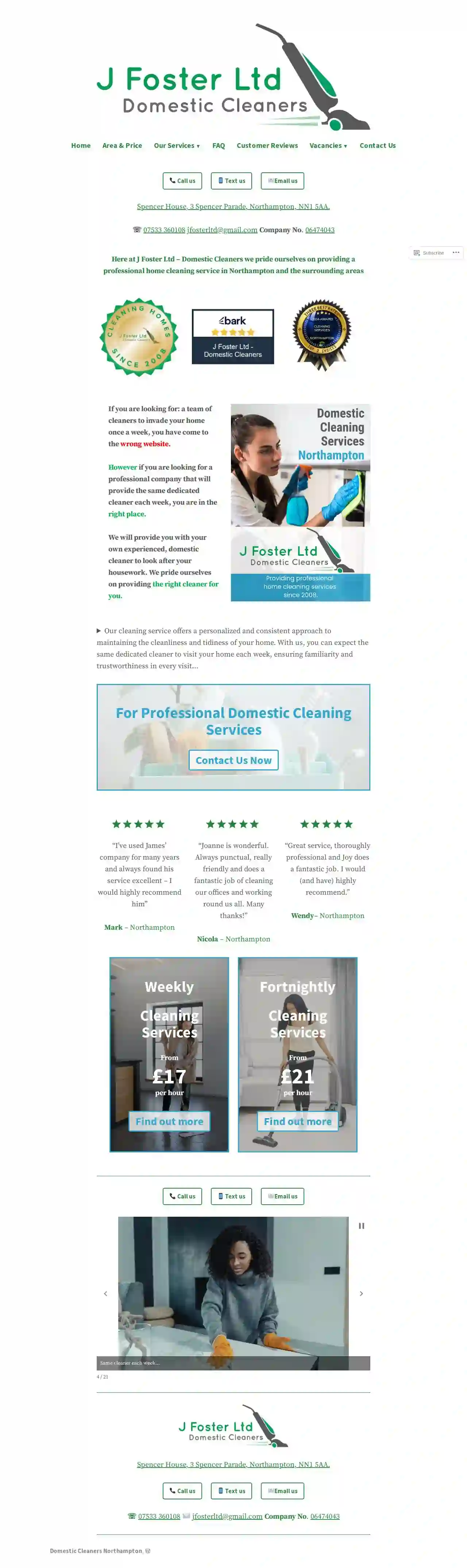 J Foster Ltd - Domestic Cleaners