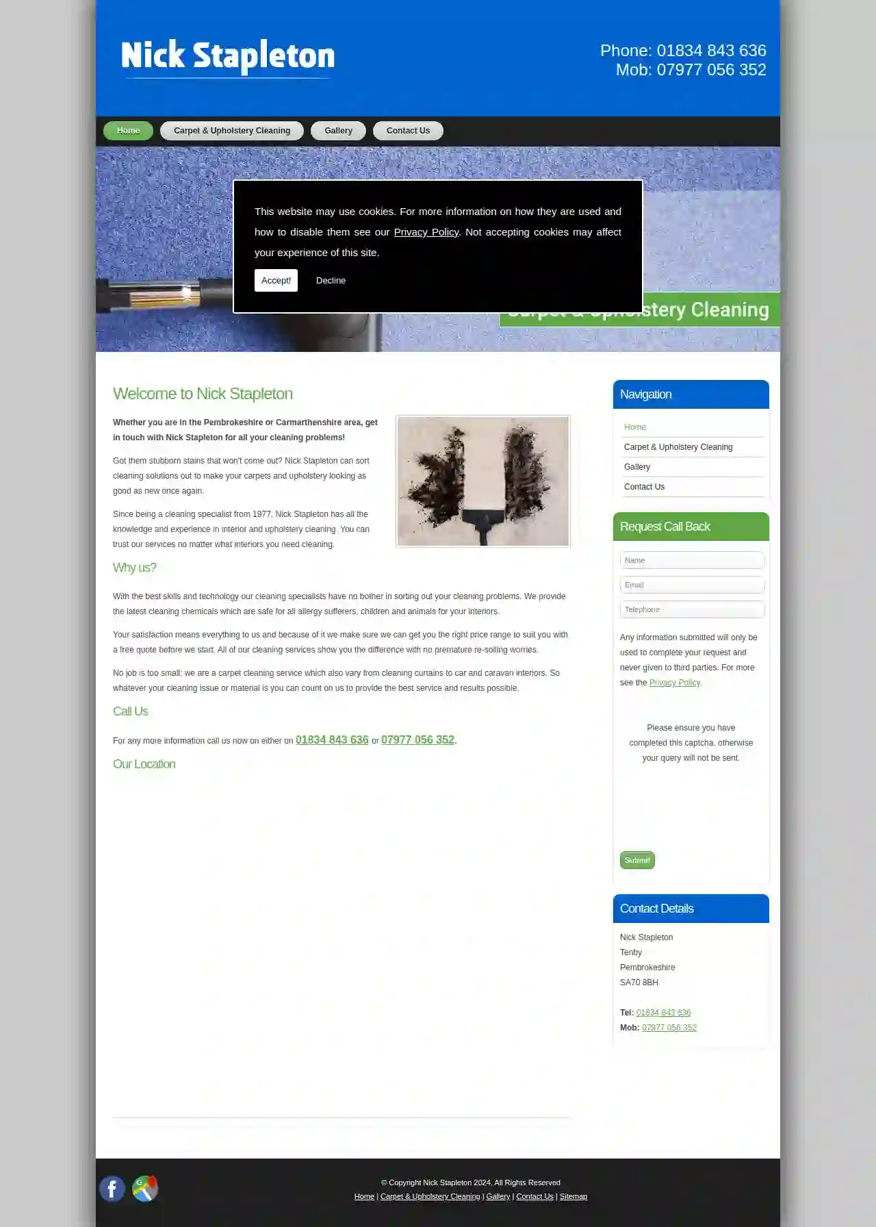 Nick Stapleton Carpet and Upholstery Cleaning Specialist